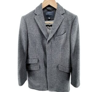 Banana Republic Men's Gray Plaid Wool Blend Blazer Sport Coat Jacket